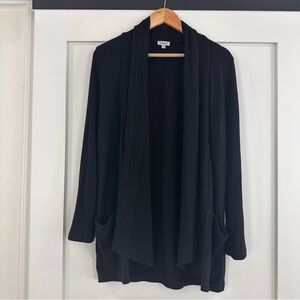 Splendid women’s ribbed draped cardigan black small